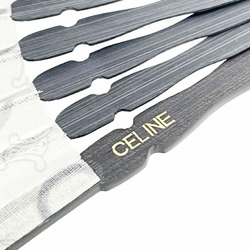 Celine Folding Fan Macadam Uchiwa Ivory White Charcoal Gray 116-5005-A CELINE AA-12927