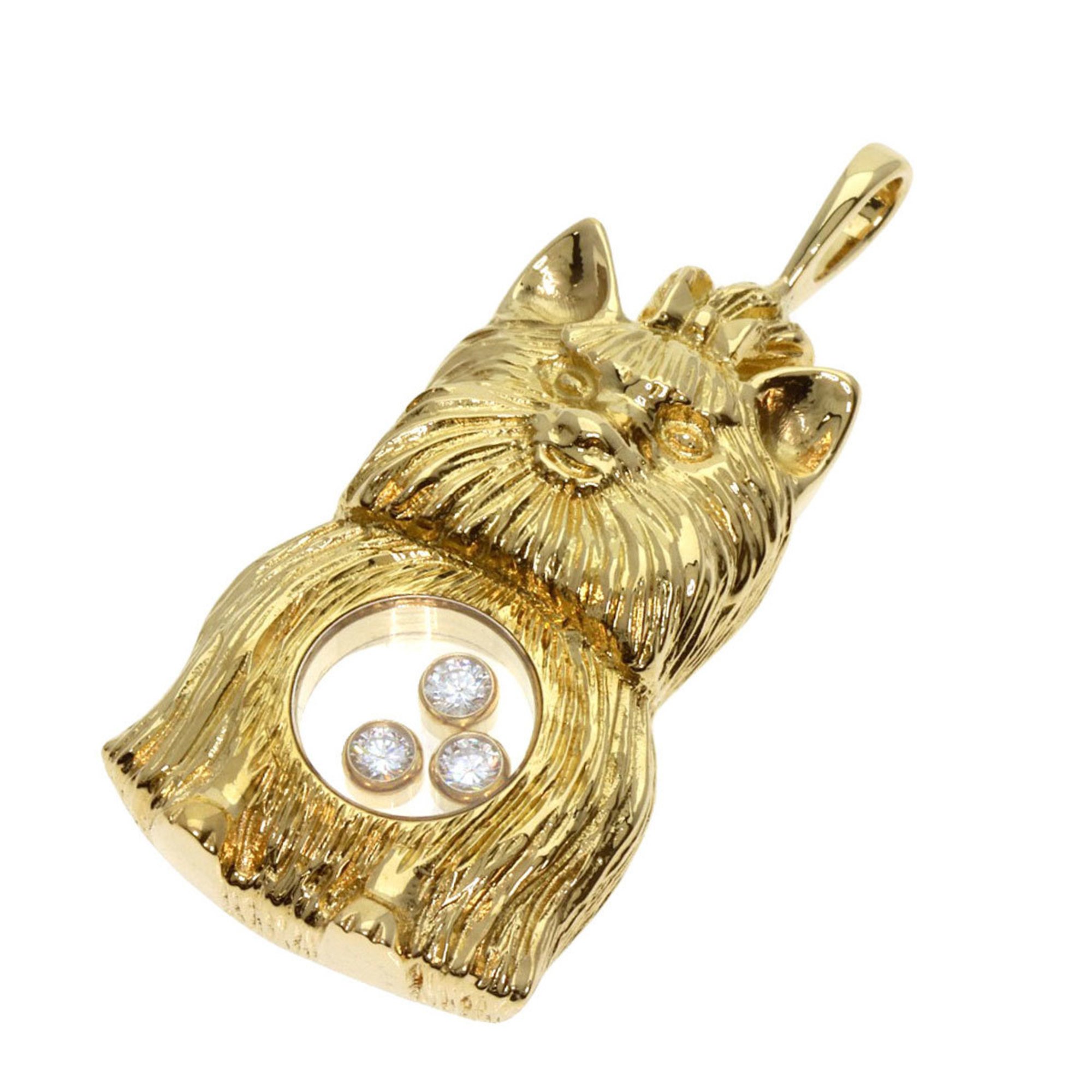 Chopard Dog 3P Diamond Pendant Top K18 Yellow Gold Women's