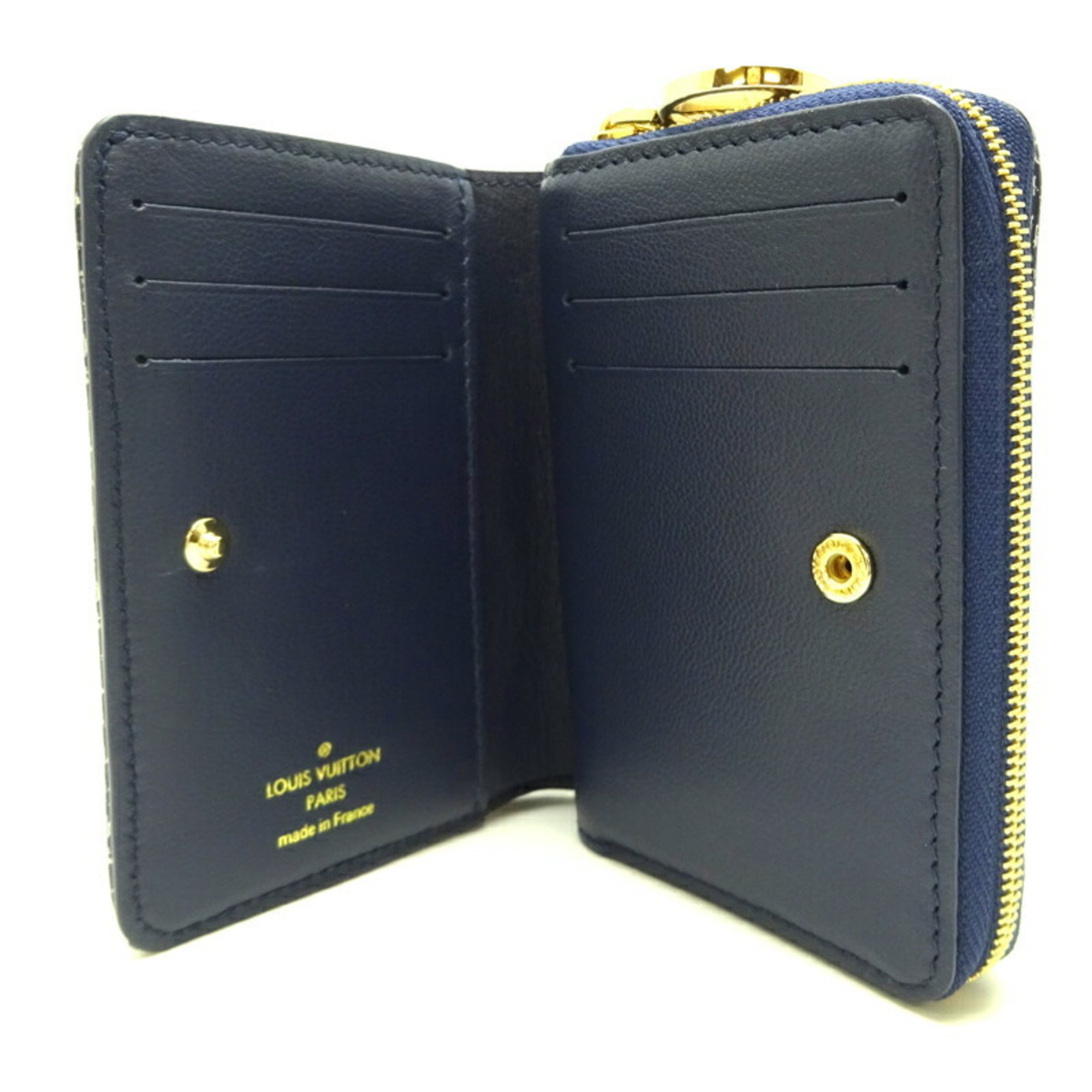 Louis Vuitton Portefeuille Lou Women's Bi-fold Wallet M82525 Lambskin Navy