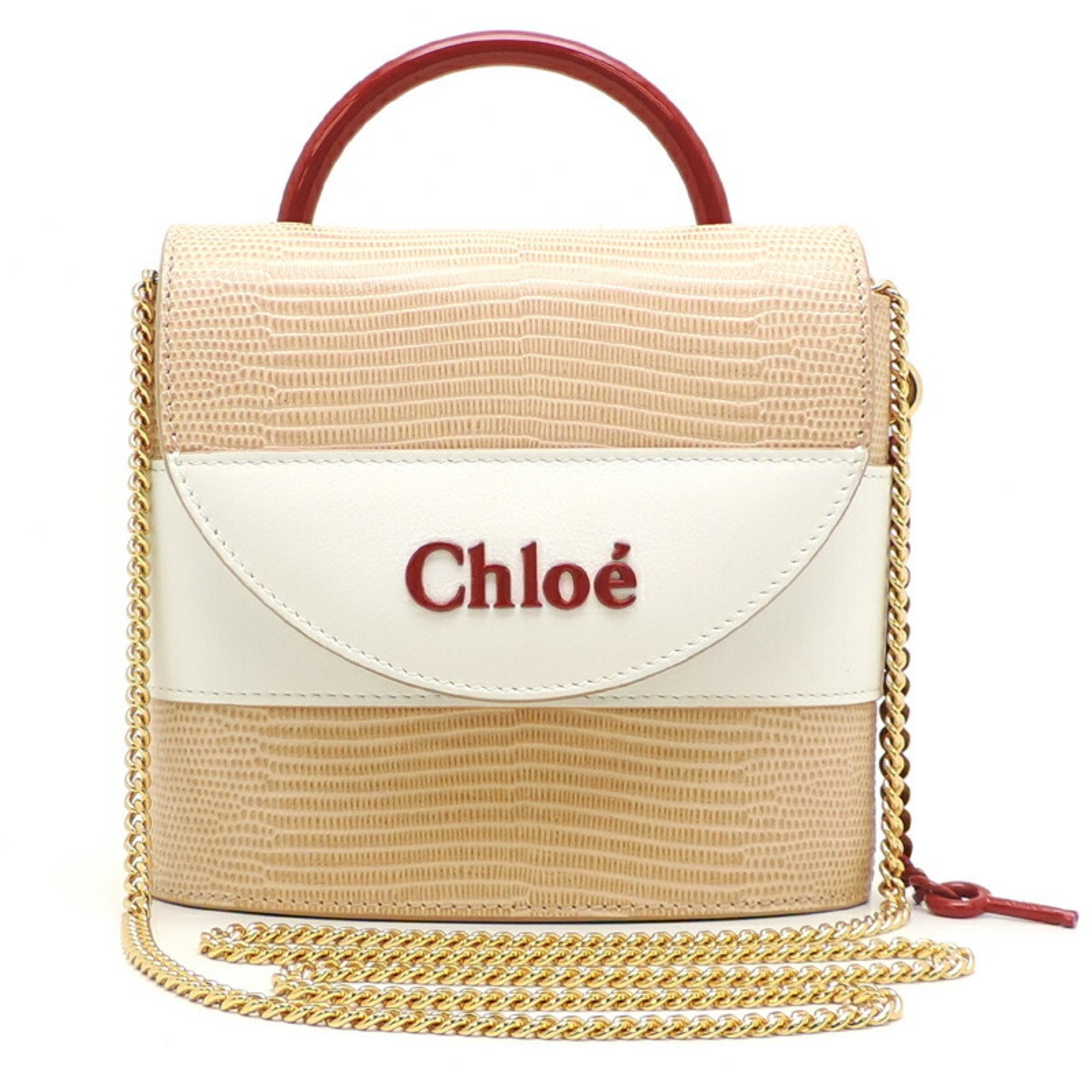 Chloé Chloe Abbey Lock Women's Handbag Leather Beige