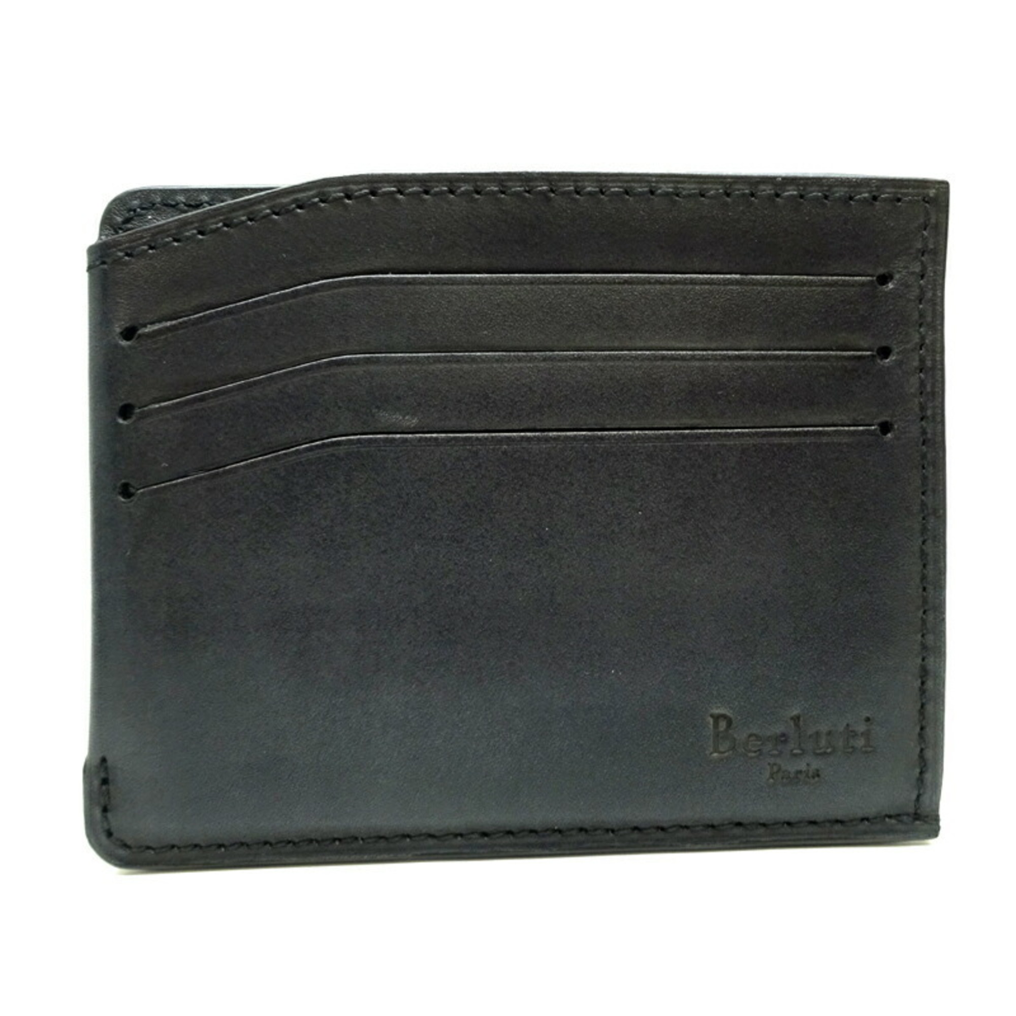 Berluti Bamboo 6CC Card Holder Women's and Men's Case N161956 Calf Deep Black