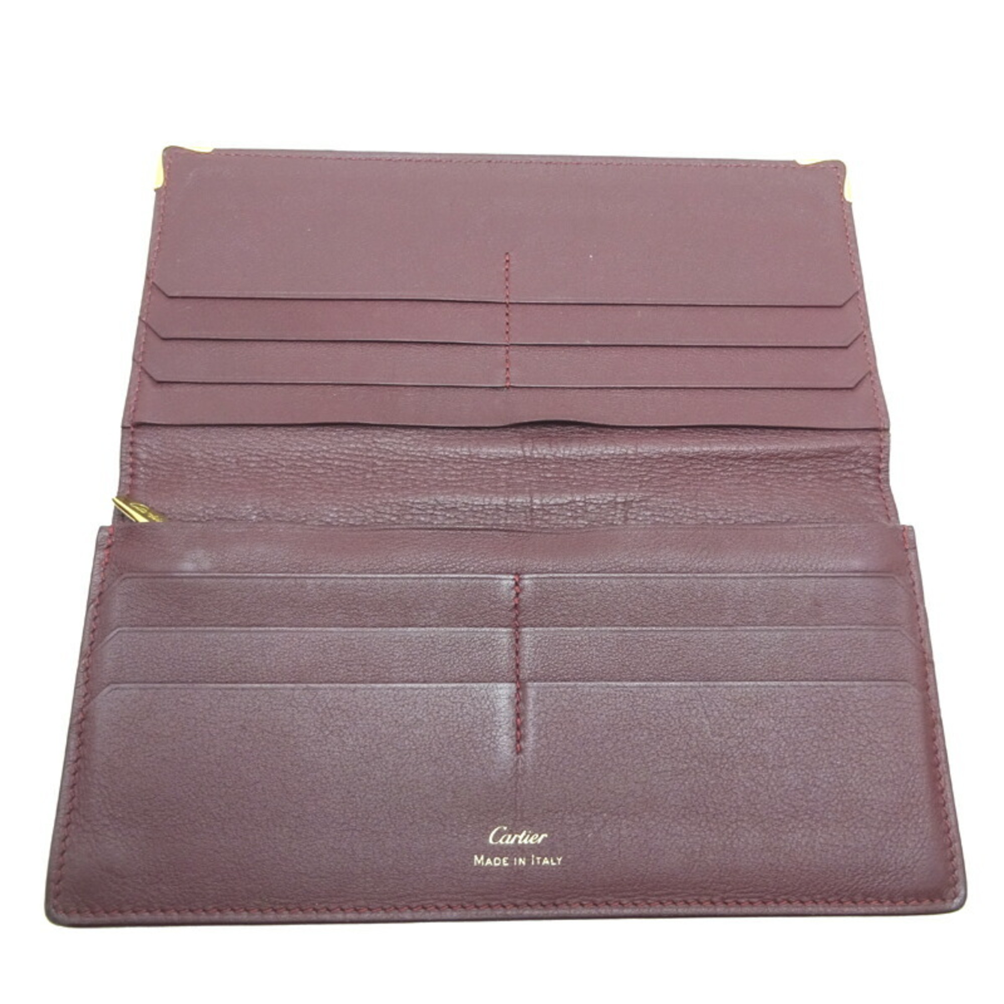 Cartier Must Line Bi-fold Wallet Women's Long CRL3001362 Leather Bordeaux