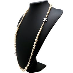 Chanel fake pearl Coco mark women's necklace metal