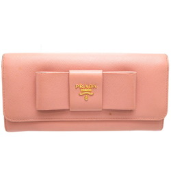 Prada Saffiano Ribbon Wallet Women's Long 1M1132 PVC Pink