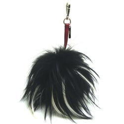 Fendi Monster Bag Bugs Charm Women's Keychain Fox Fur Black