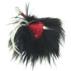 Fendi Monster Bag Bugs Charm Women's Keychain Fox Fur Black