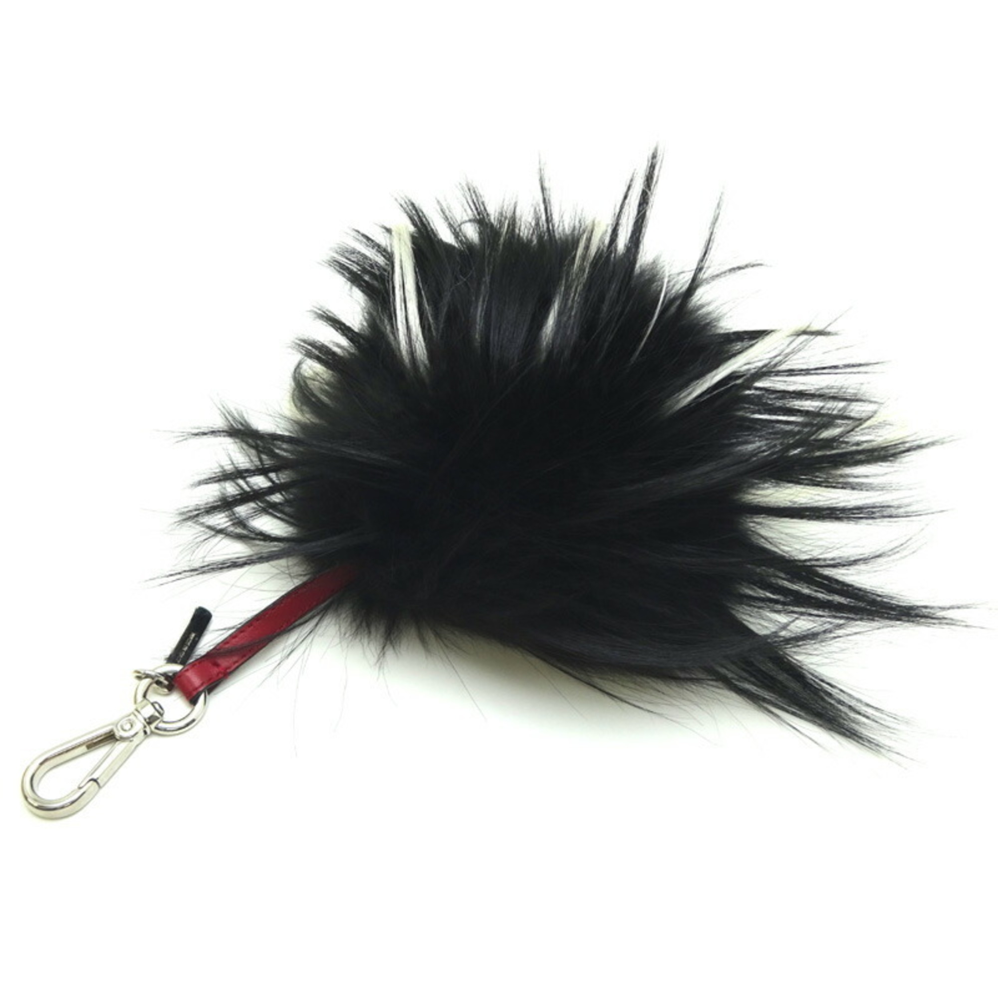 Fendi Monster Bag Bugs Charm Women's Keychain Fox Fur Black