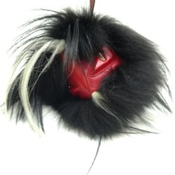 Fendi Monster Bag Bugs Charm Women's Keychain Fox Fur Black