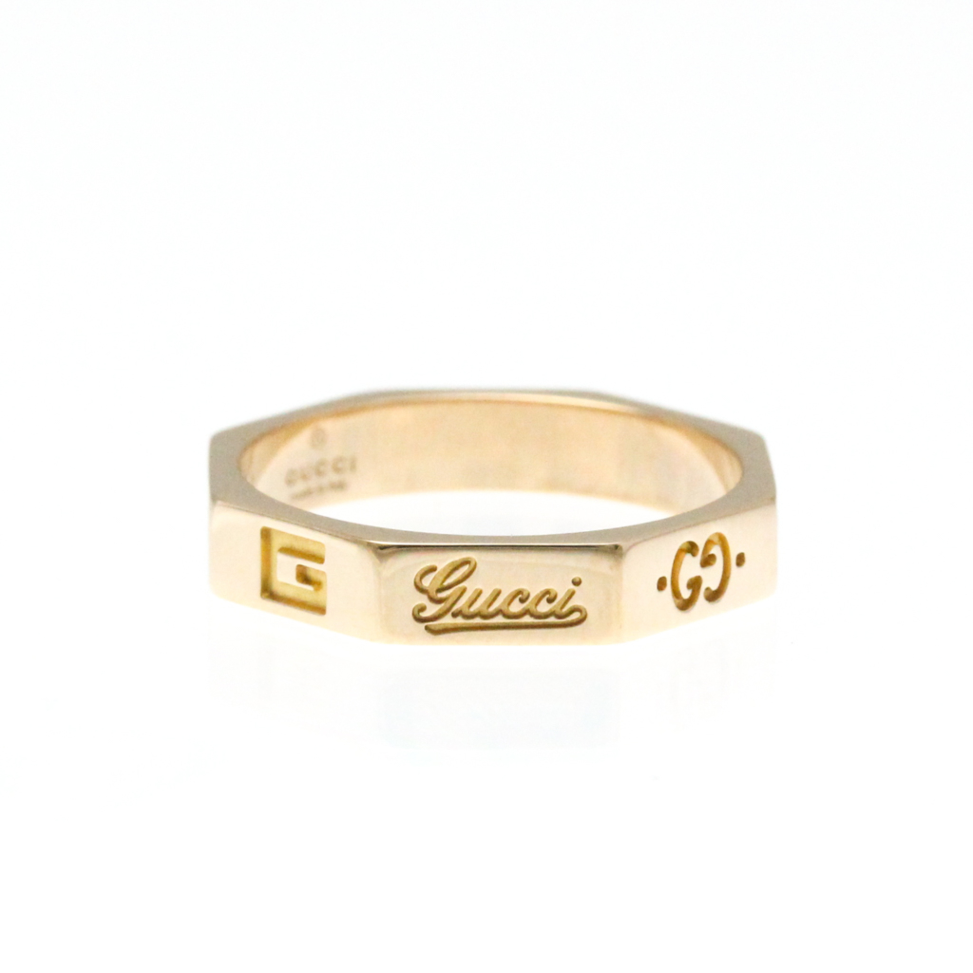 Gucci Octagonal Ring Pink Gold (18K) Fashion No Stone Band Ring Pink Gold