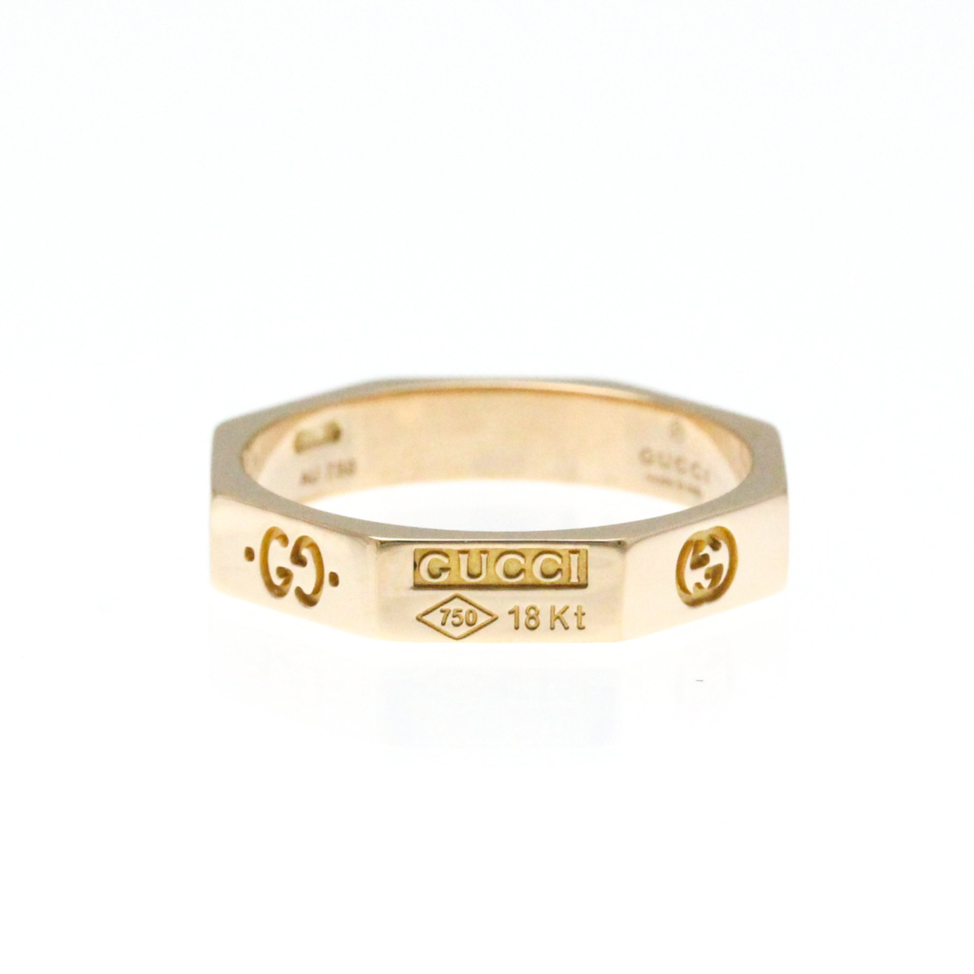 Gucci Octagonal Ring Pink Gold (18K) Fashion No Stone Band Ring Pink Gold