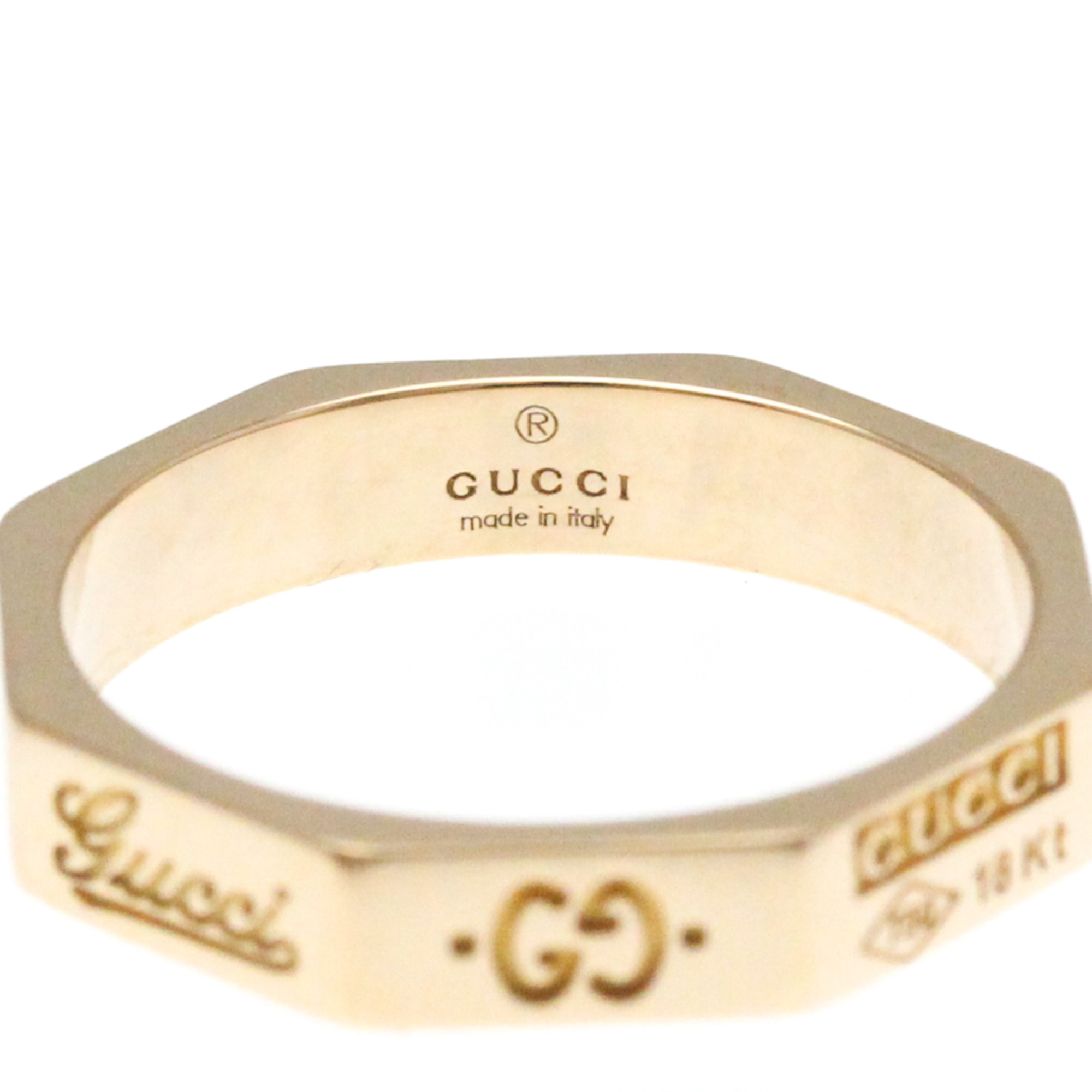 Gucci Octagonal Ring Pink Gold (18K) Fashion No Stone Band Ring Pink Gold