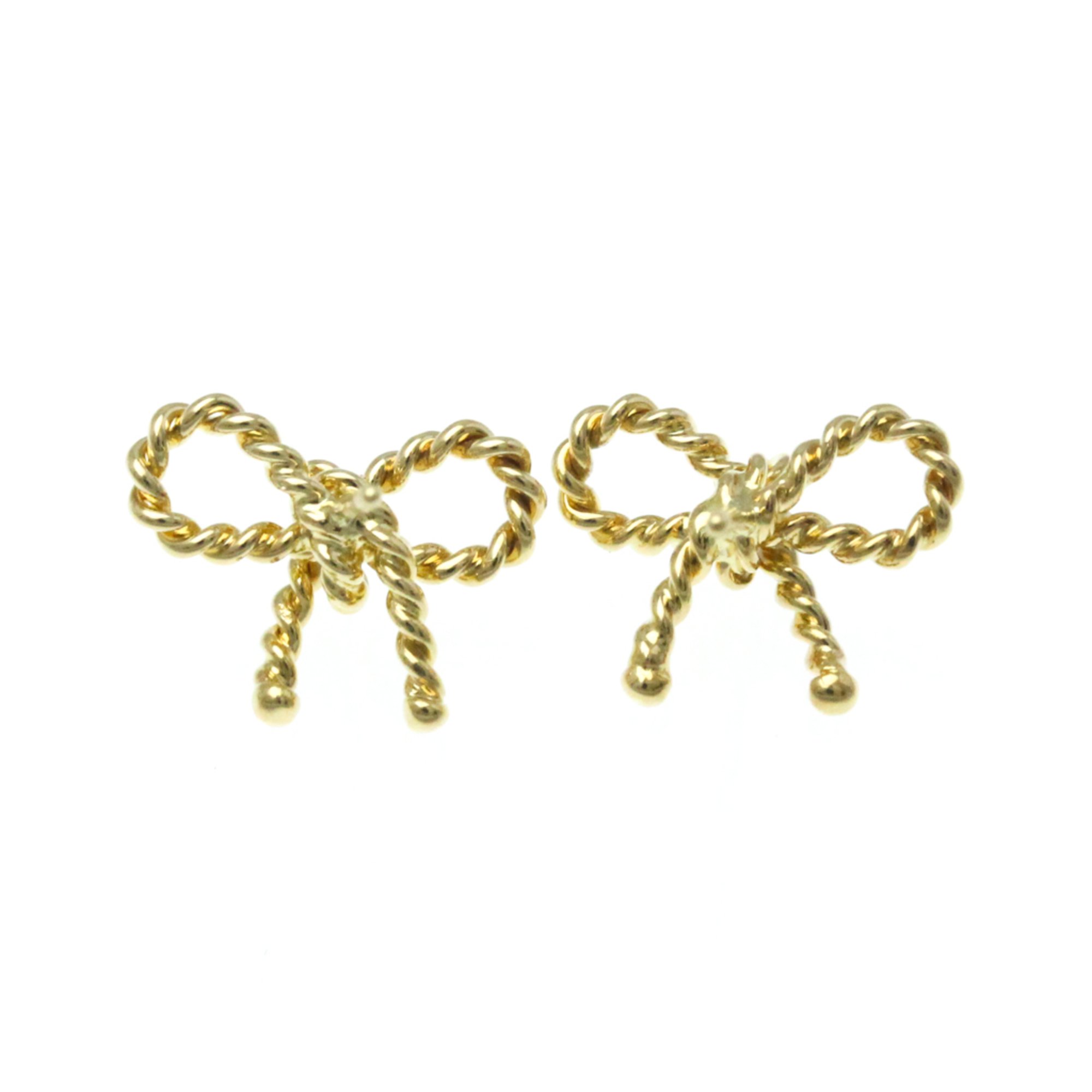 Tiffany Bow Earrings Ribbon No Stone Yellow Gold (18K) Stud Earrings Gold