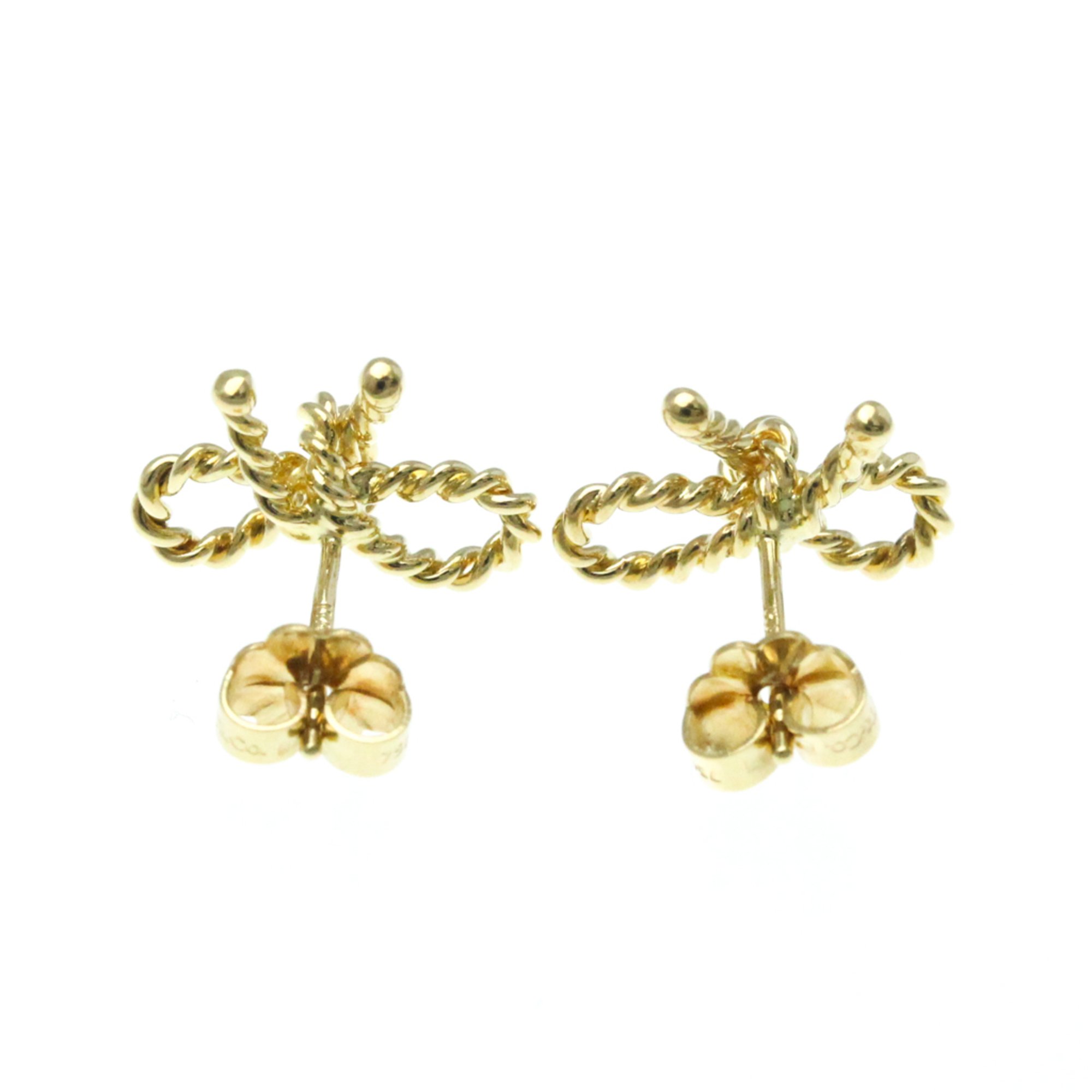 Tiffany Bow Earrings Ribbon No Stone Yellow Gold (18K) Stud Earrings Gold