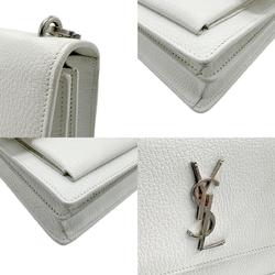 Saint Laurent shoulder bag leather white silver women's z1922