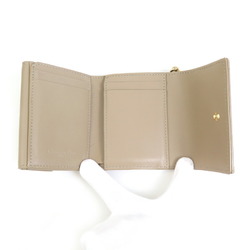 Christian Dior Tri-fold Wallet Leather Beige Women's r10098j