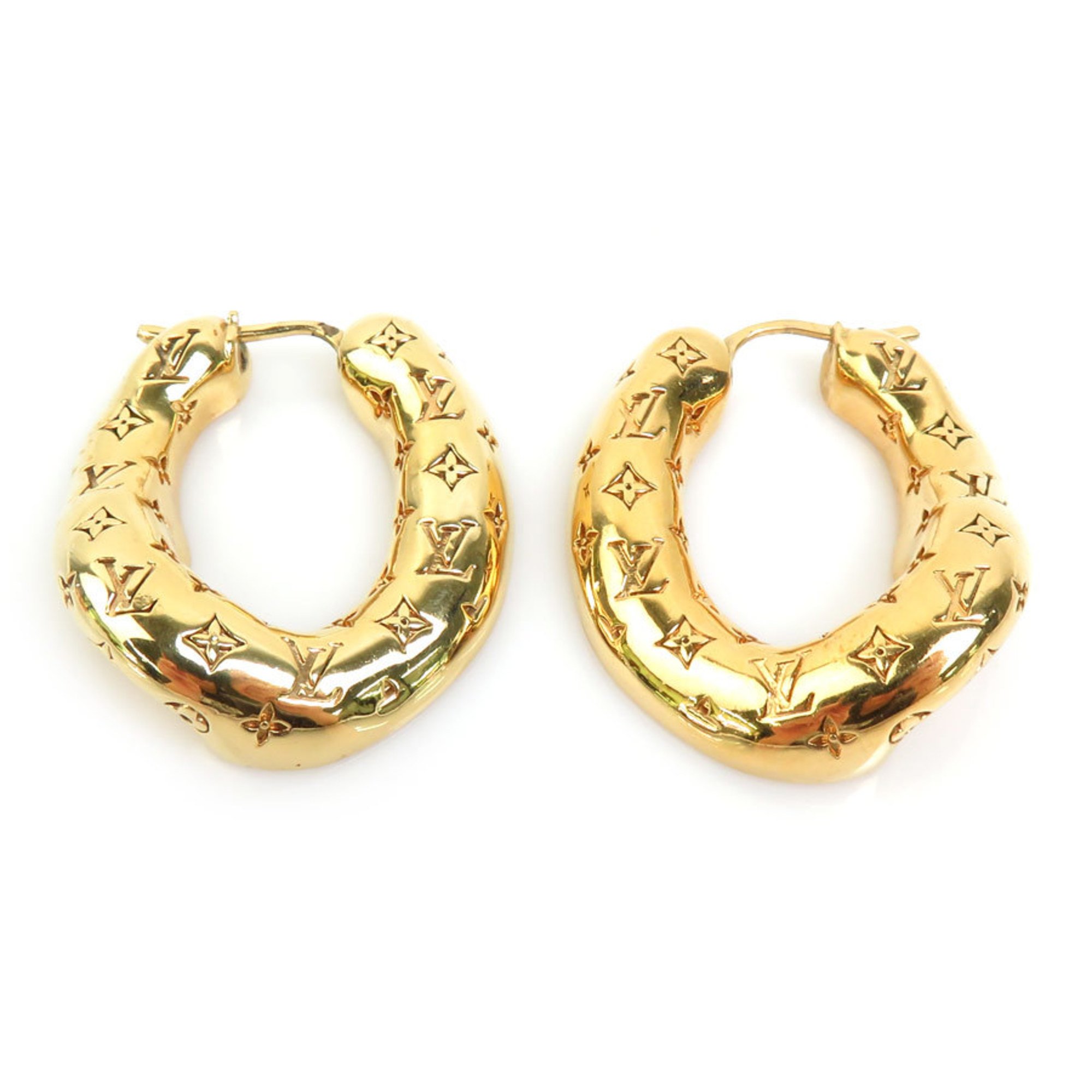 Louis Vuitton LOUIS VUITTON Earrings Boucles D'oreille 2D Metal Gold Women's M00393 r10102k