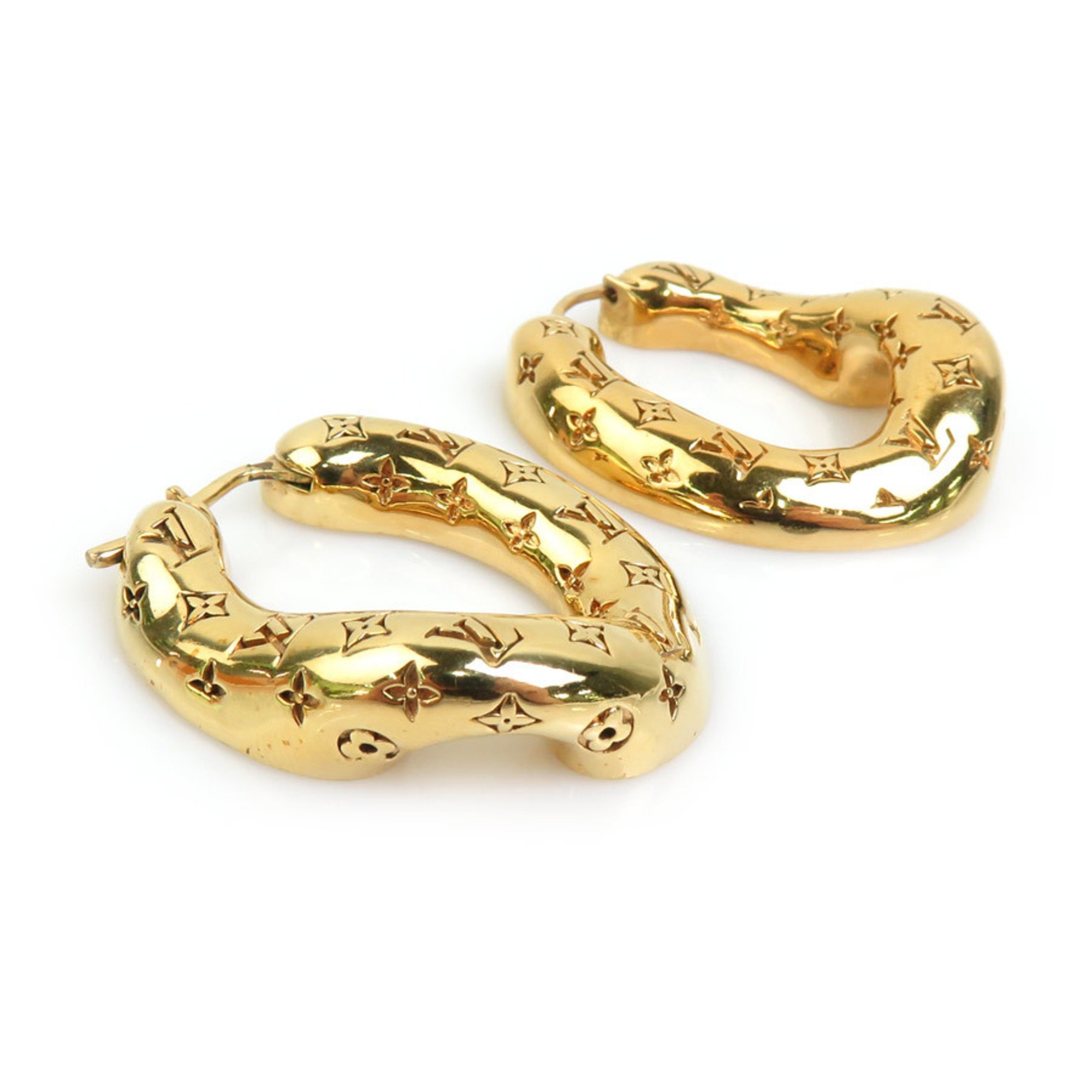 Louis Vuitton LOUIS VUITTON Earrings Boucles D'oreille 2D Metal Gold Women's M00393 r10102k