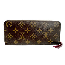 Louis Vuitton LOUIS VUITTON Round Long Wallet Monogram Portefeuille Clemence Canvas Fuchsia M60742 n0166