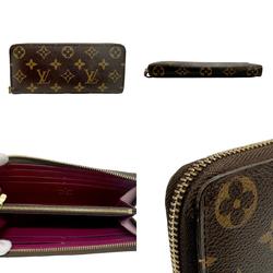 Louis Vuitton LOUIS VUITTON Round Long Wallet Monogram Portefeuille Clemence Canvas Fuchsia M60742 n0166