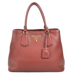 PRADA handbag leather dark red gold women's e58915g