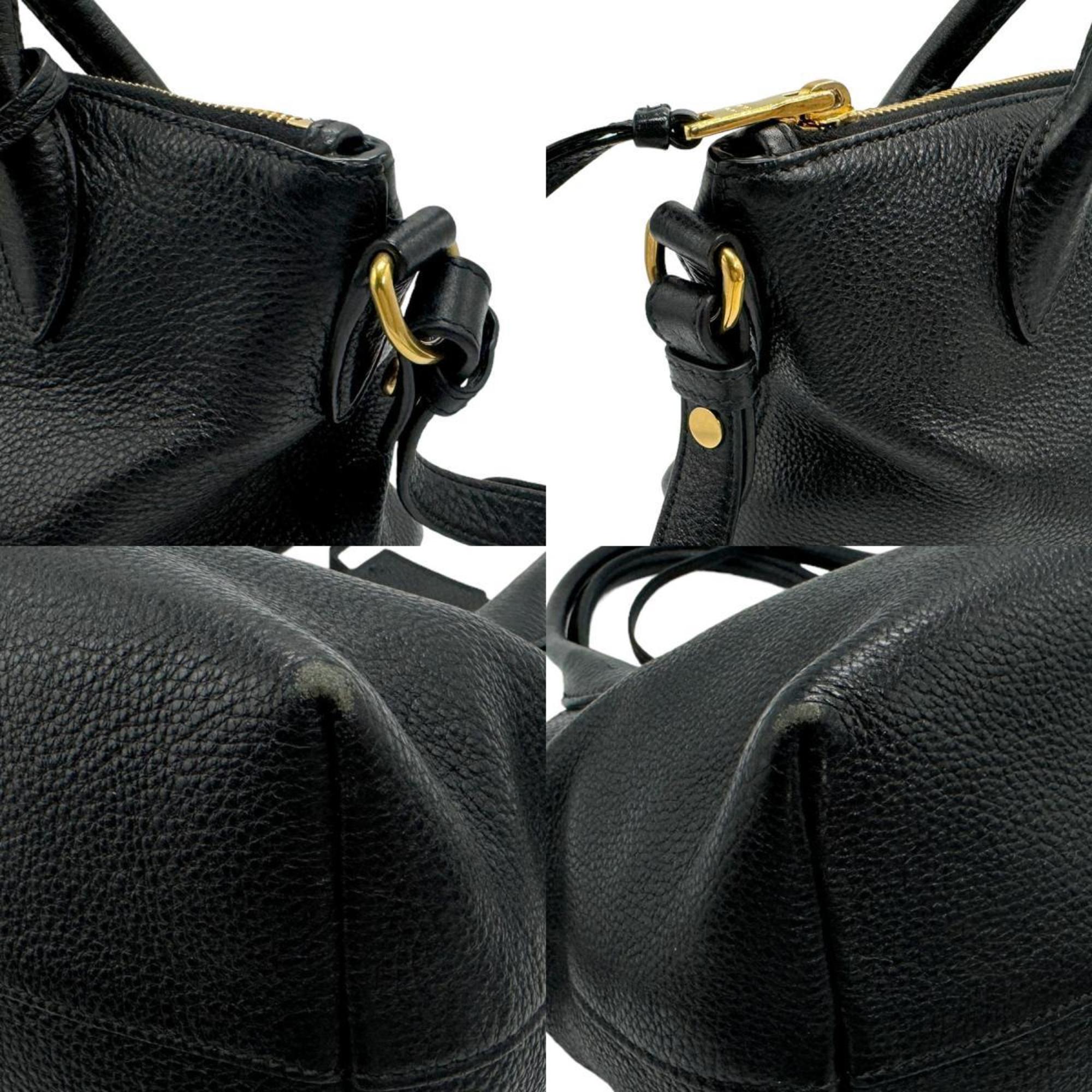 PRADA handbag shoulder bag leather black ladies 1BA111 n0163