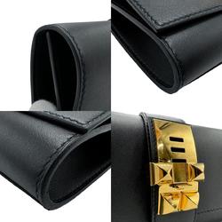 Hermes HERMES Clutch Bag Medor PM Swift Leather Black Gold Women's z1877