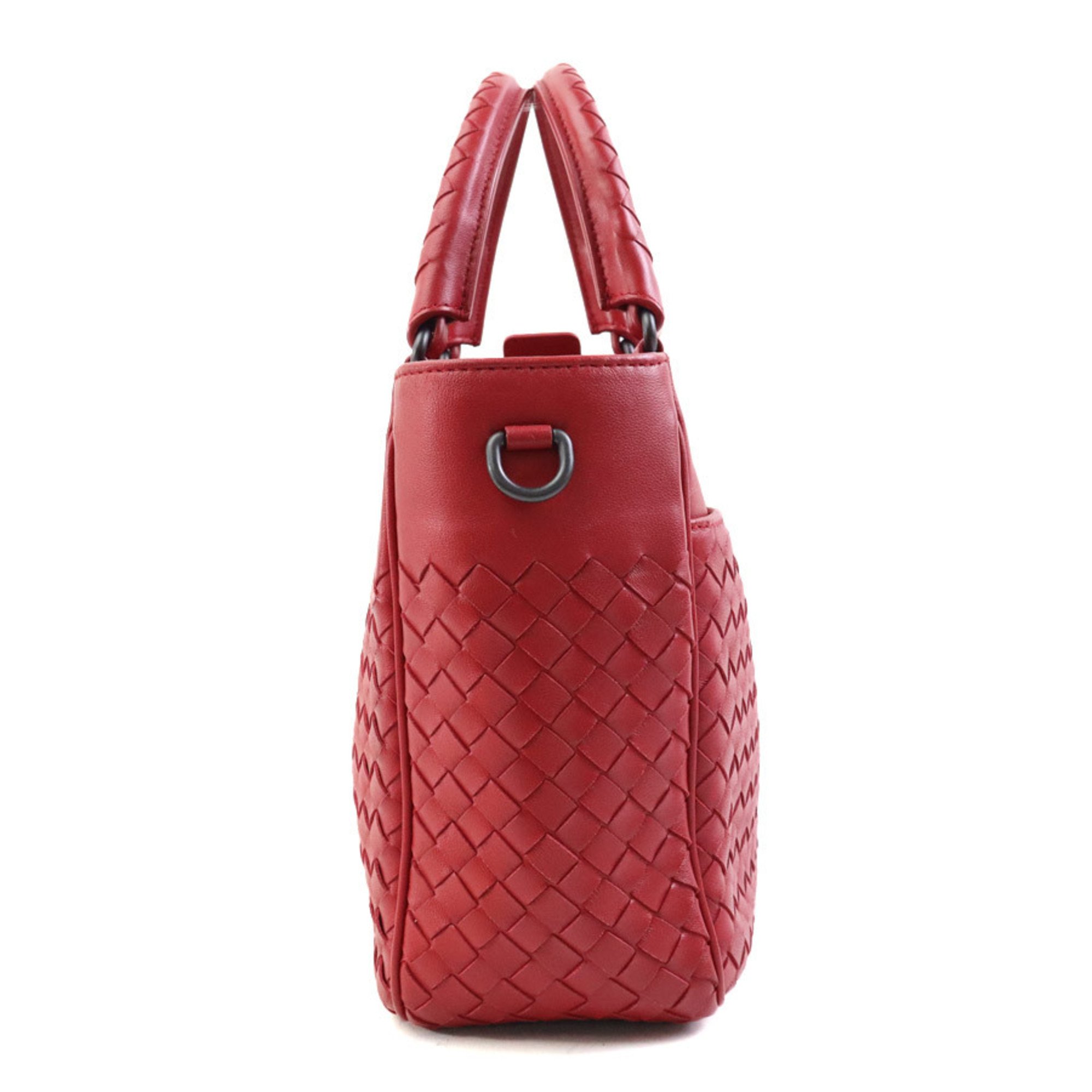 BOTTEGA VENETA Handbag Shoulder Bag Intrecciato Leather Red Women's e58900f