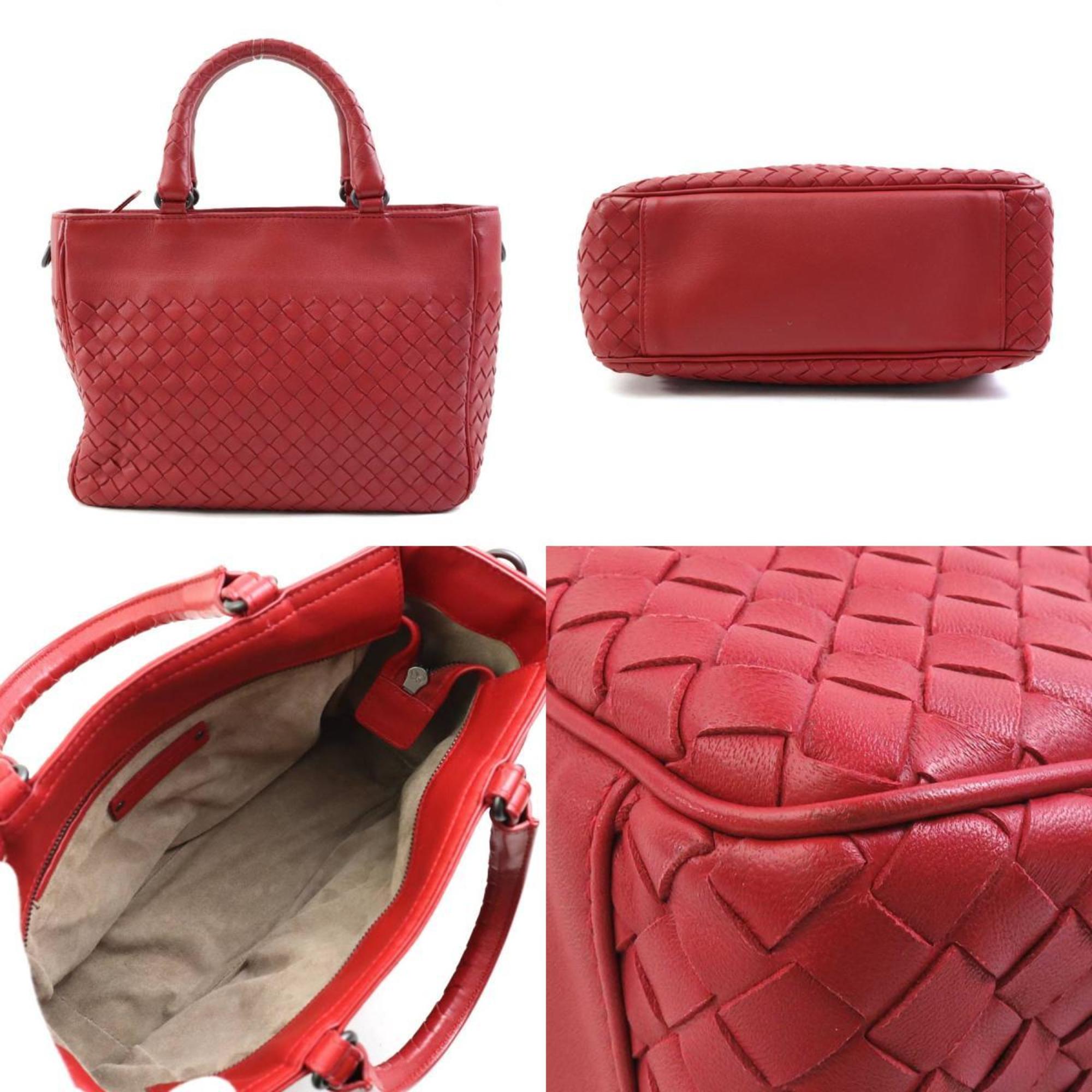 BOTTEGA VENETA Handbag Shoulder Bag Intrecciato Leather Red Women's e58900f