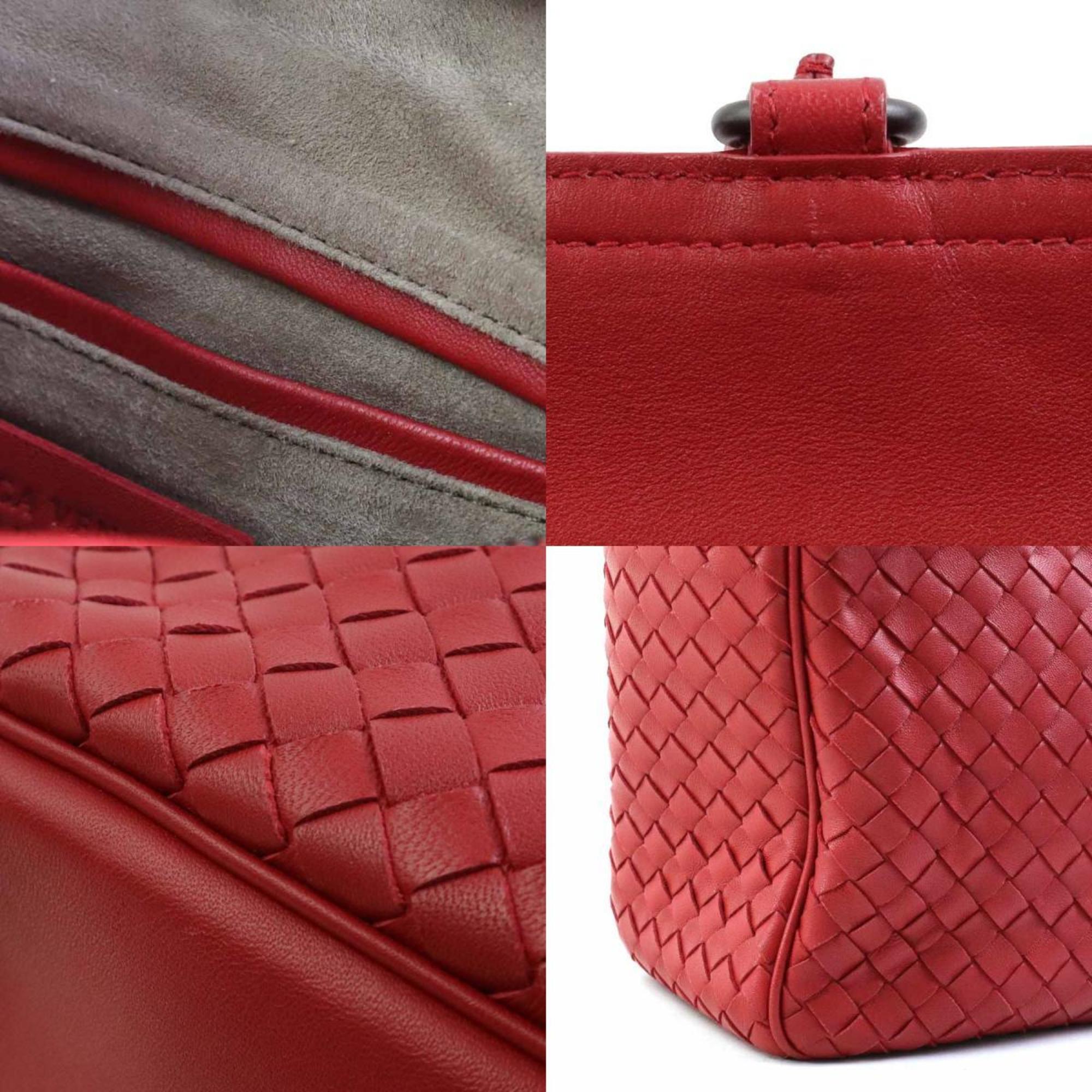 BOTTEGA VENETA Handbag Shoulder Bag Intrecciato Leather Red Women's e58900f