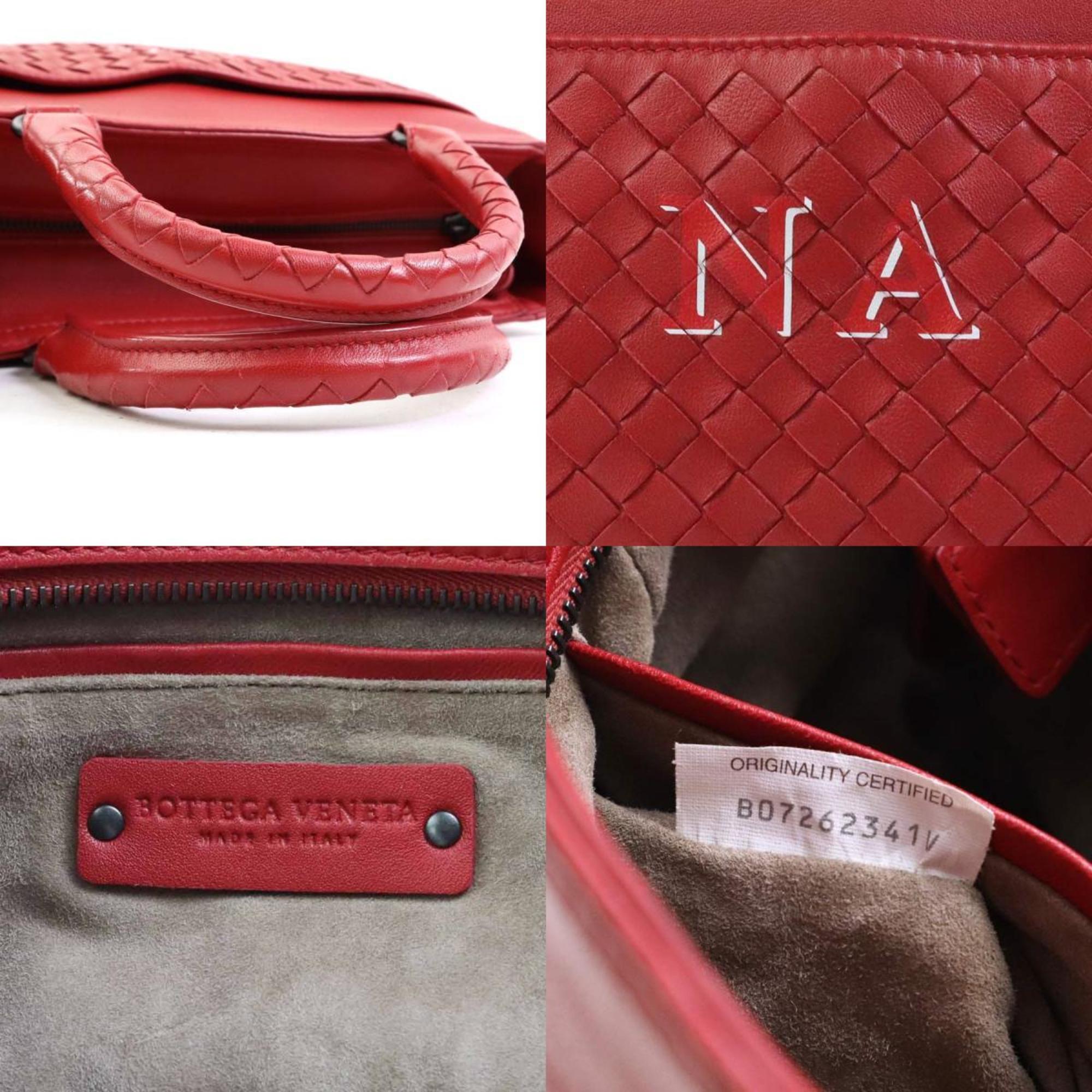 BOTTEGA VENETA Handbag Shoulder Bag Intrecciato Leather Red Women's e58900f