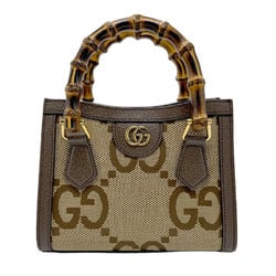 GUCCI Handbag Shoulder Bag Jumbo GG Diana Tote Canvas Leather Brown Women's 655661 z1915