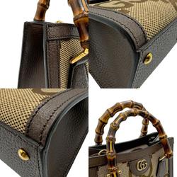 GUCCI Handbag Shoulder Bag Jumbo GG Diana Tote Canvas Leather Brown Women's 655661 z1915