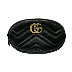 GUCCI GG Marmont Waist Bag Leather Black Men's Women's 476434 n0125