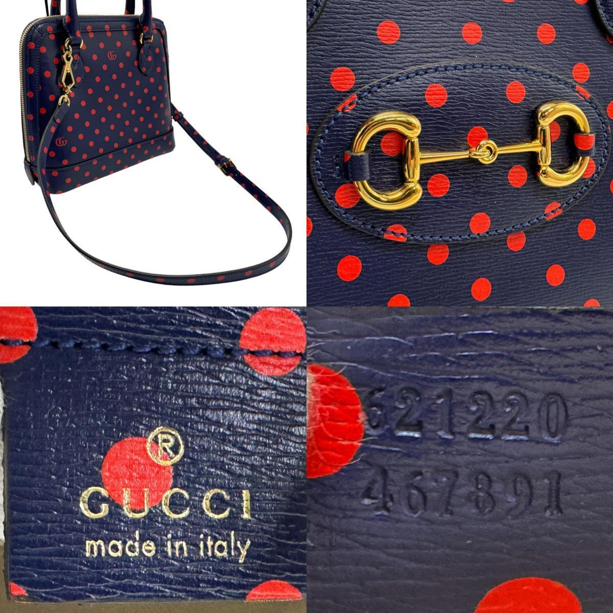 GUCCI Handbag Shoulder Bag Horsebit Leather Navy Red Gold Women's 621220 z1924