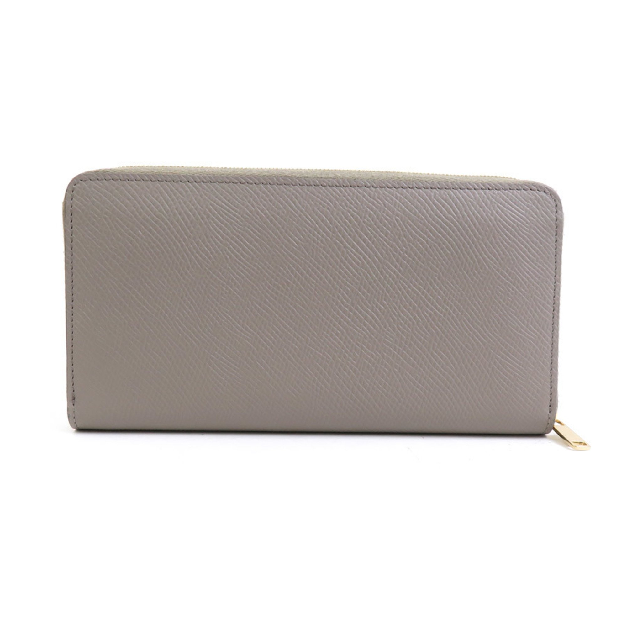 CELINE Round Long Wallet Leather Greige Women's r10095g