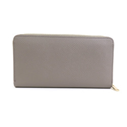 CELINE Round Long Wallet Leather Greige Women's r10095g