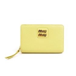 Miu Miu Miu Bi-fold Wallet Leather Yellow Women's r10099g