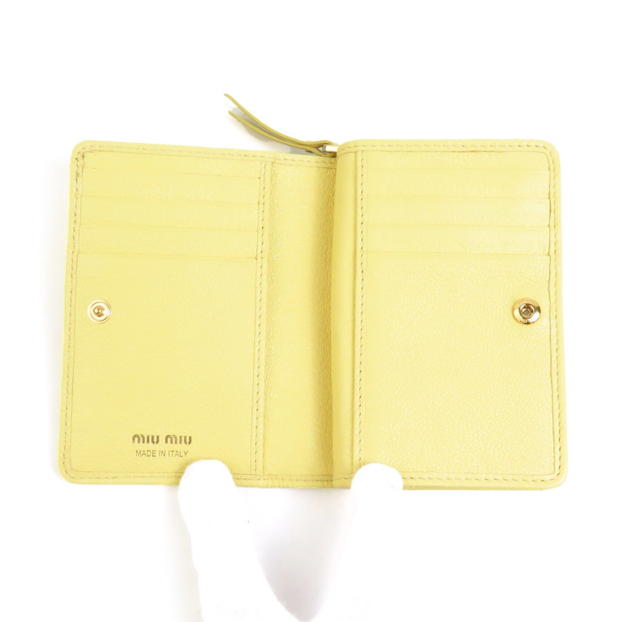 Miu Miu Miu Bi-fold Wallet Leather Yellow Women's r10099g