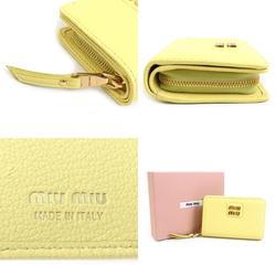 Miu Miu Miu Bi-fold Wallet Leather Yellow Women's r10099g