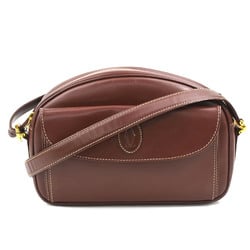 CARTIER Shoulder Bag Must Line Leather Burgundy Gold Women's e58916k