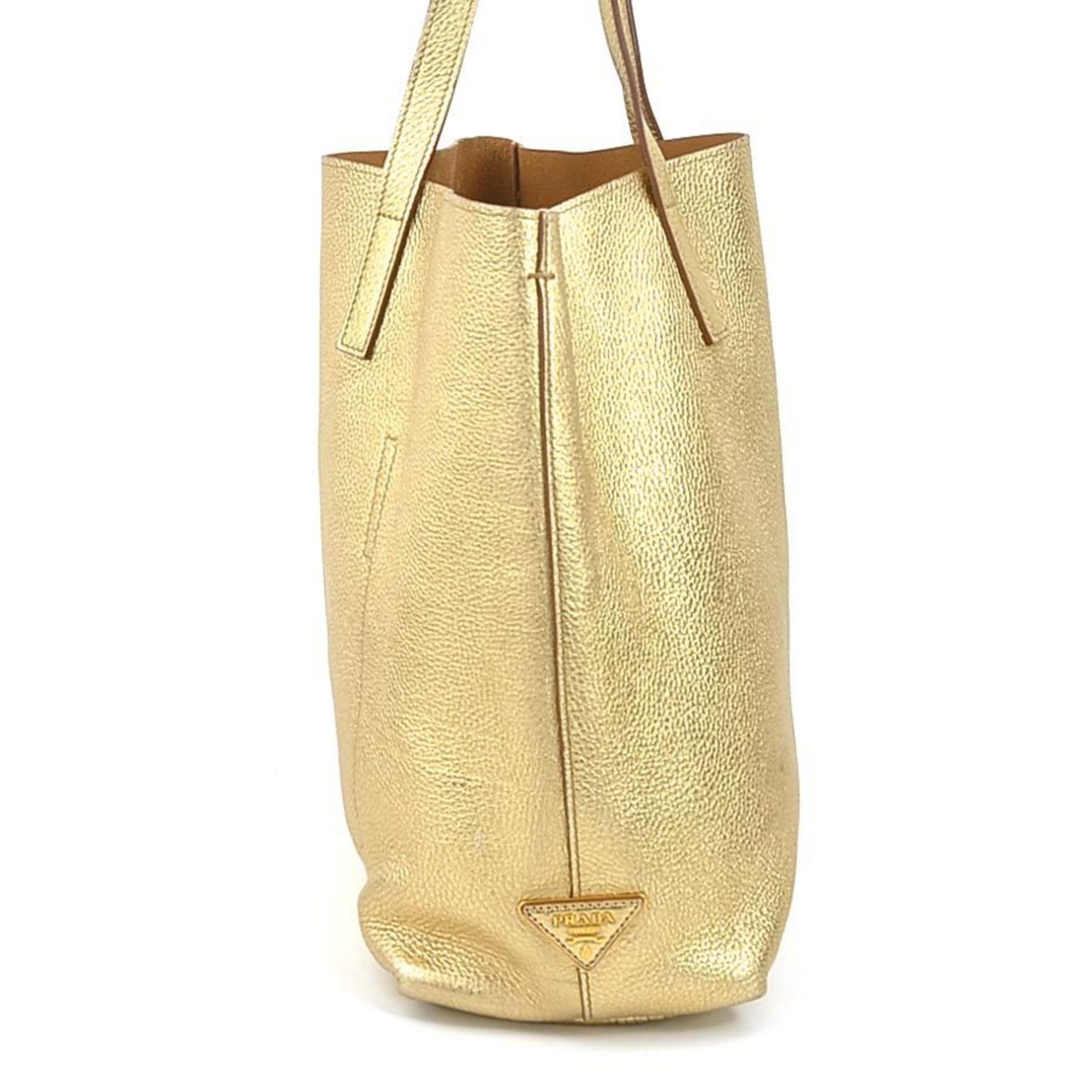 PRADA shoulder bag tote leather gold ladies e58912g