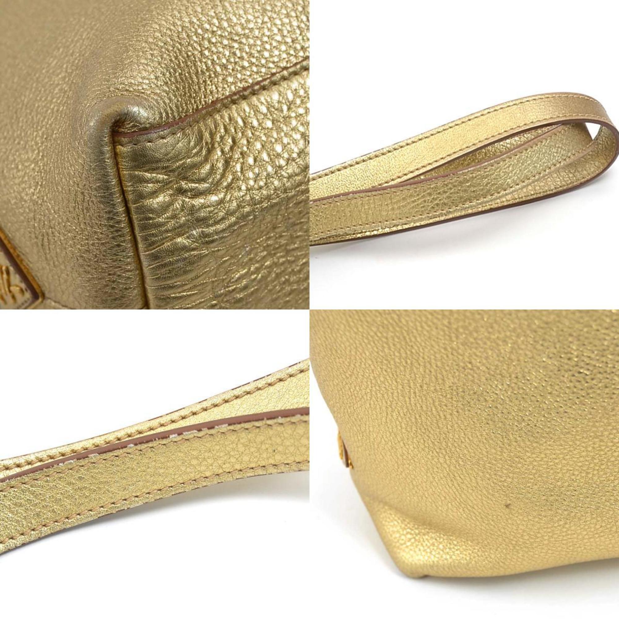 PRADA shoulder bag tote leather gold ladies e58912g