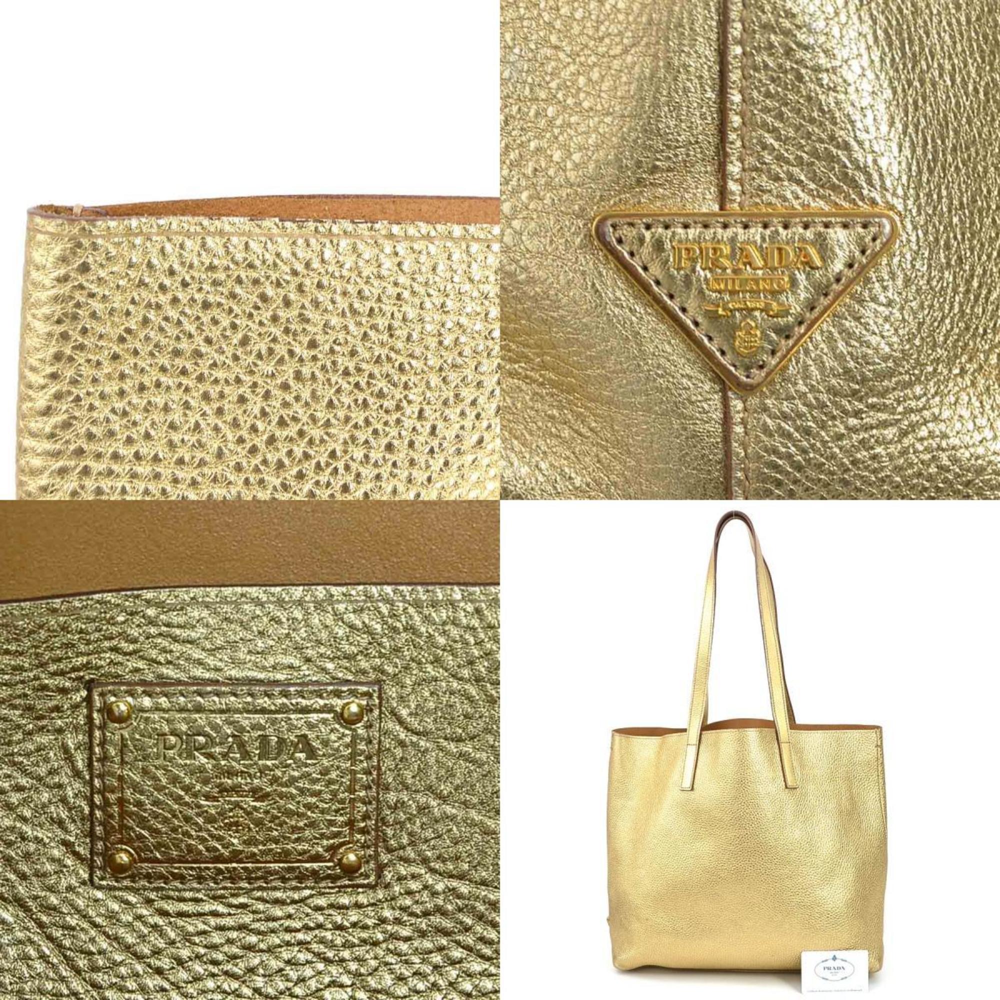 PRADA shoulder bag tote leather gold ladies e58912g