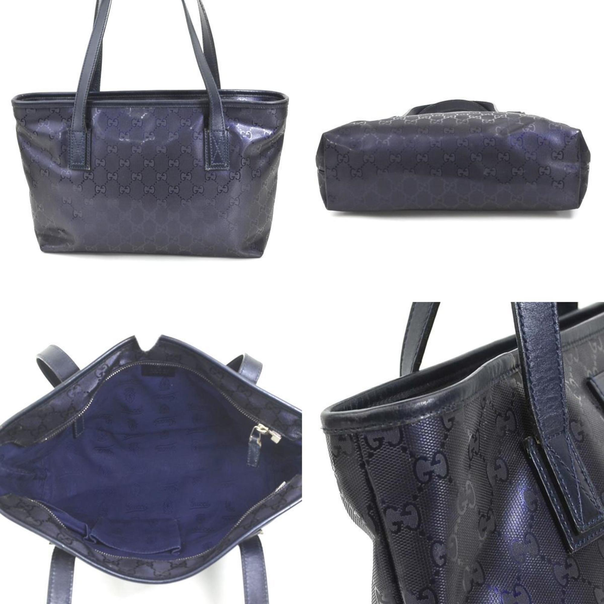 GUCCI Shoulder Bag Tote GG Imprime Leather Purple Navy Women's 211138 e58914a