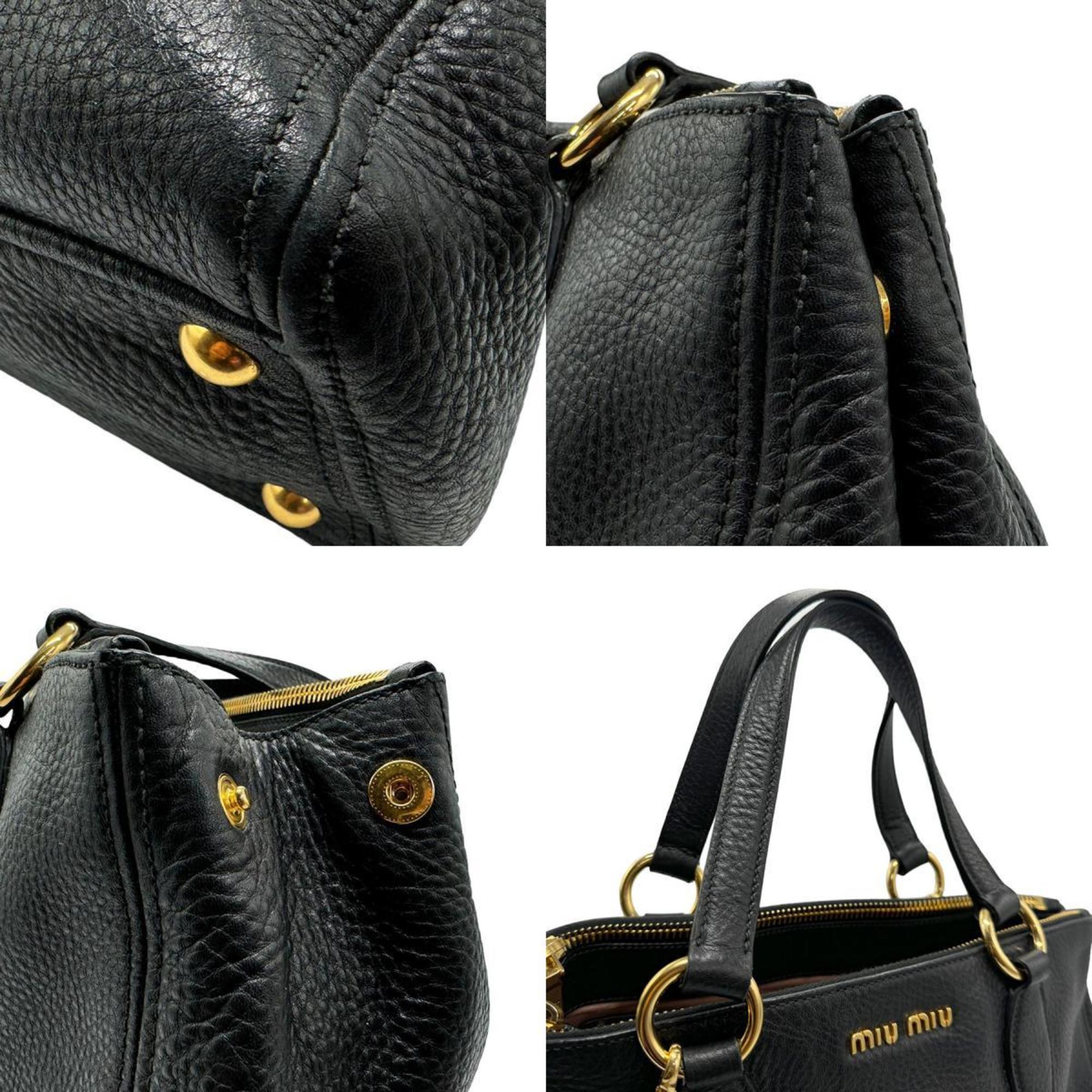 Miu Miu Miu shoulder bag handbag leather black ladies RN0620 z1892