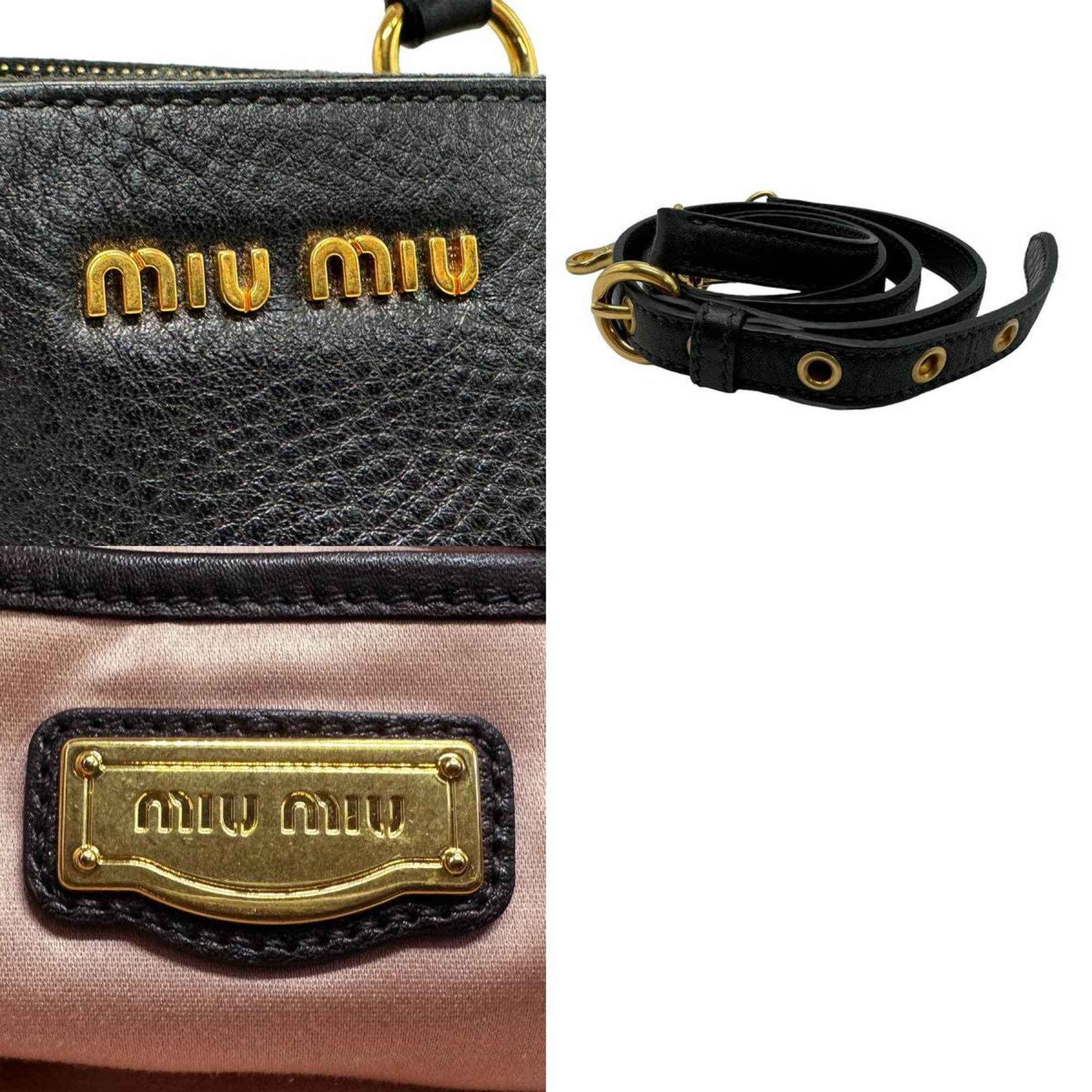 Miu Miu Miu shoulder bag handbag leather black ladies RN0620 z1892