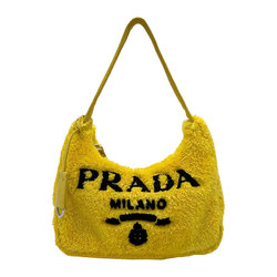 PRADA Shoulder Bag Re-Edition 2000 Terry Fabric Yellow Black Silver Women's z1921