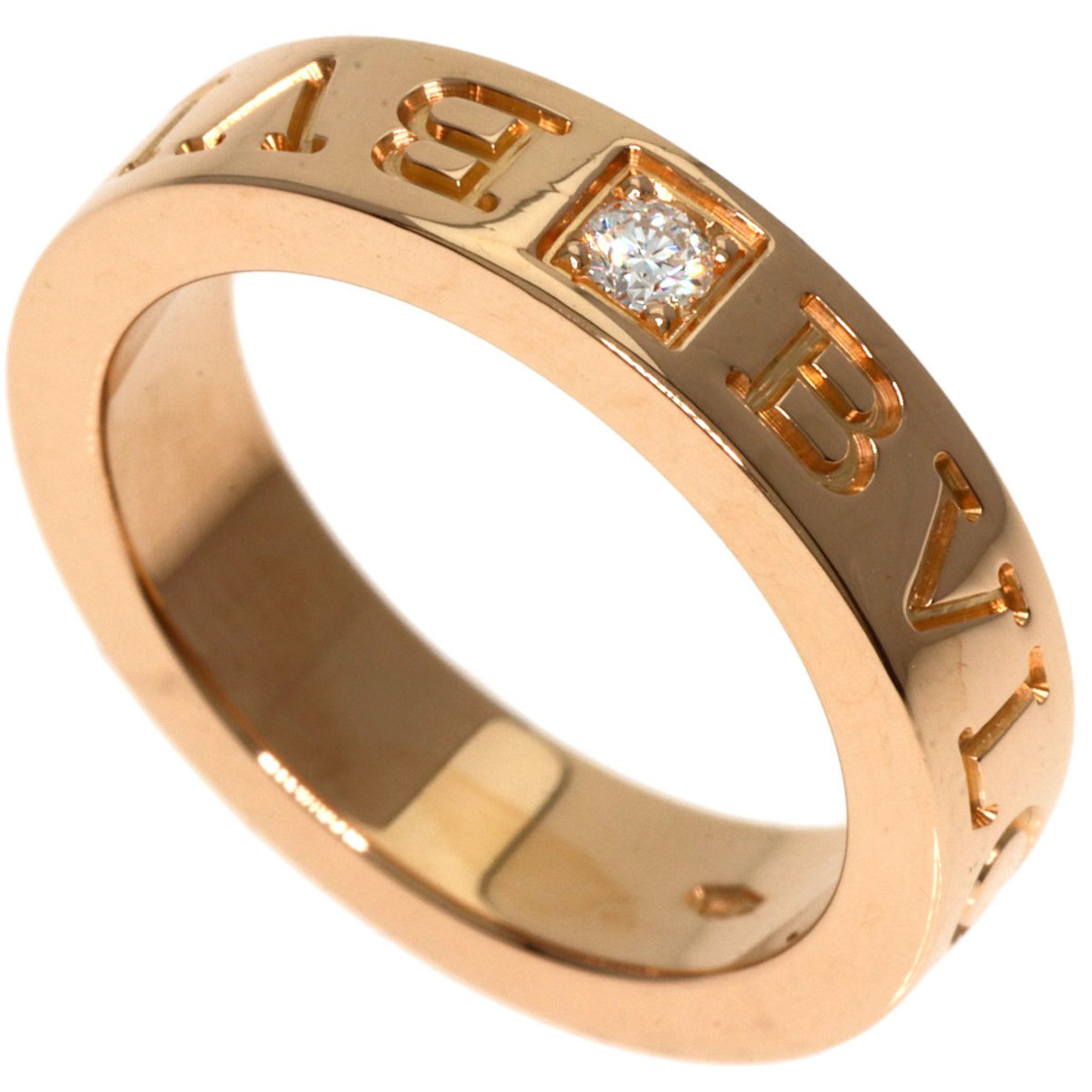 BVLGARI Double 1P Diamond Ring K18 Pink Gold Women's