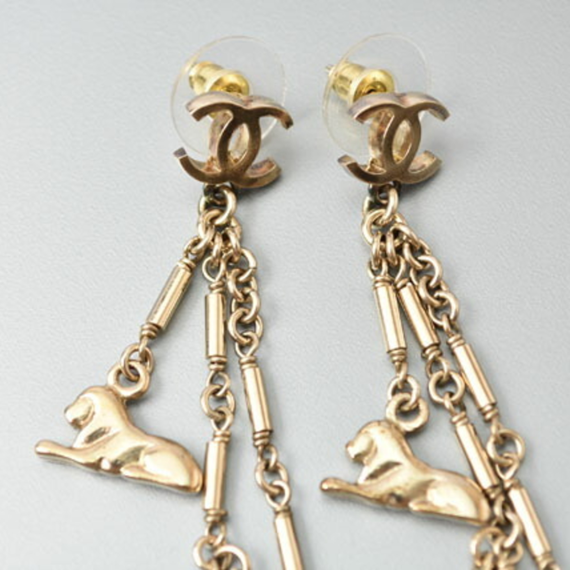 Chanel Earrings CHANEL Swing Sphinx Dress Pearl Motif Gold