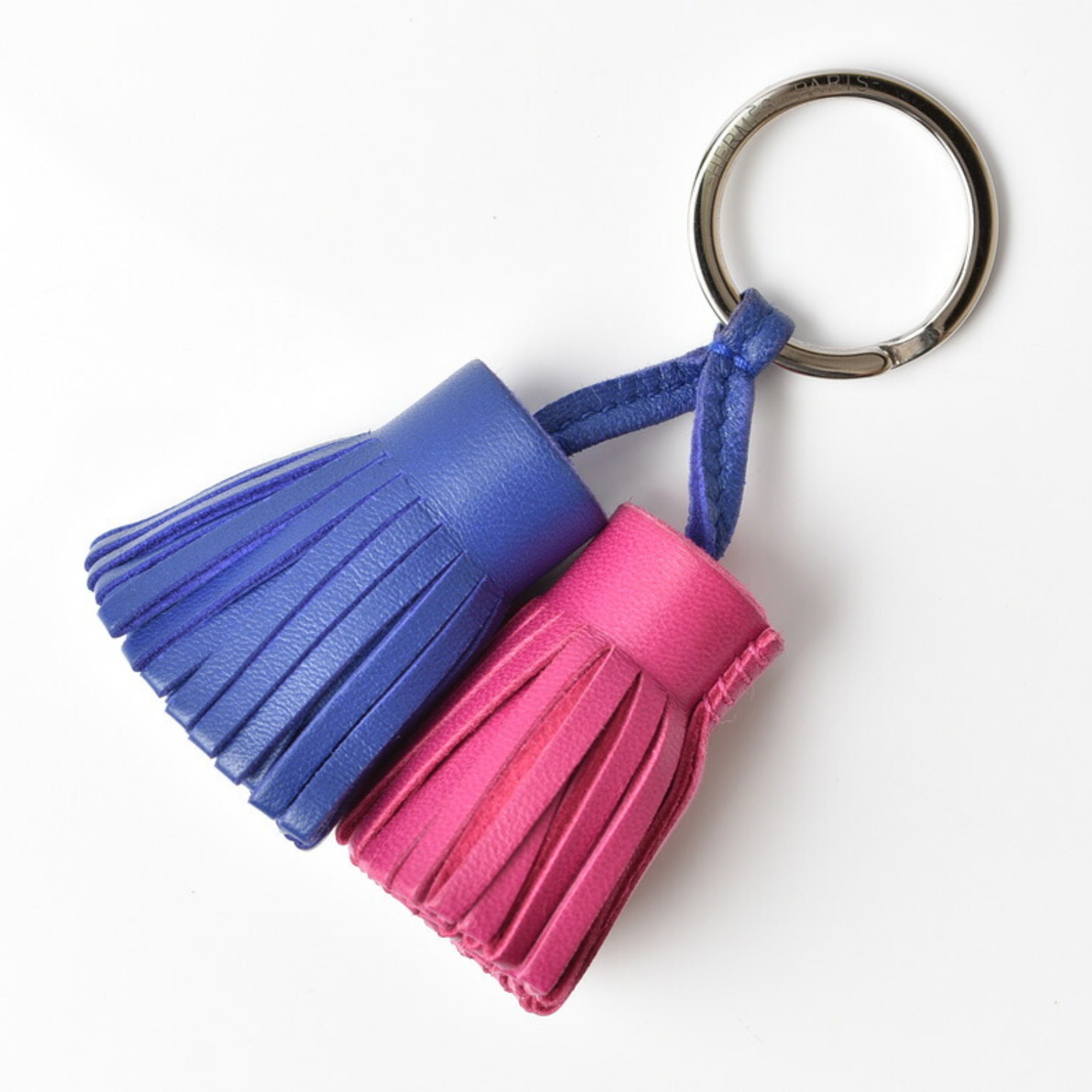 Hermes Key Ring Holder HERMES Carmen Urdos Tassel Charm Blue Fuchsia